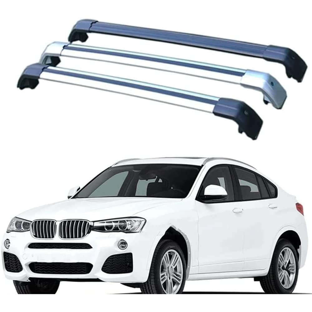 Dachträger für BMW X4 F26 2014 2015 2016 2019 G02, Dachgepäckträger Fahrradträger Dachboxen Skihalter Querträger Zubehör,Silver Dachträger für BMW X4 F26 2014 2015 2016 2019 G02, Dachgepäckträger Fahrradträger Dachboxen Skihalter Querträger Zubehör,Silver von DRZTT