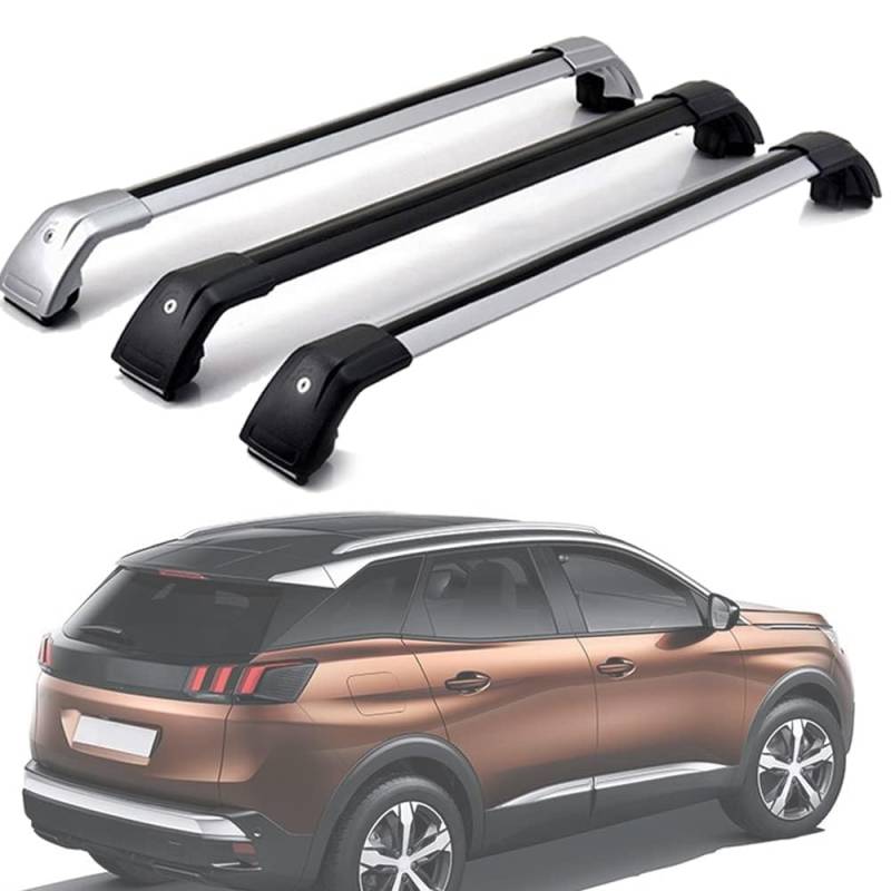 Dachträger für Peugeot 3008 2016-2021, Dachgepäckträger Fahrradträger Dachboxen Skihalter Querträger Zubehör,Black-Silver von DRZTT
