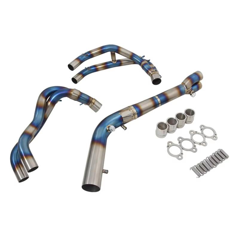 DSEQOPHH Auspuffrohren Für ZX4R Für ZX4RR 2023 Motorradauspuff Komplettsystem Für Titanlegierung Vorne Verbindungsrohr Für Connect Muffler Motorradauspuffrohr von DSEQOPHH