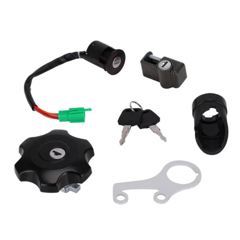 DSEQOPHH Tankdeckel Schalter Schlüssel Kompatibel Mit Suzuki Für DRZ400 Für DRZ400SM 2005–2019 Motorrad-Zündschloss, Tankdeckel Helmschloss-Schlüssel-Set Motocross-Zubehör von DSEQOPHH