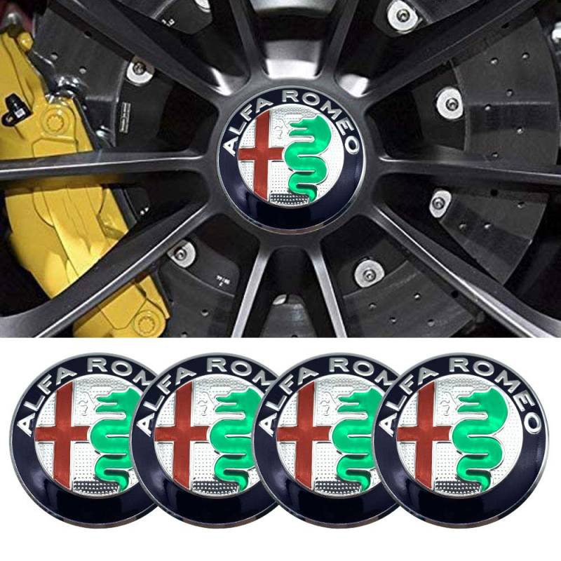 4pcs 56MM 2,2 ' 'Auto-Logo-Aufkleber mit Räderabdeckung mit zentraler Abdeckung ABS-Material (fit Alf Silber) von DSFG