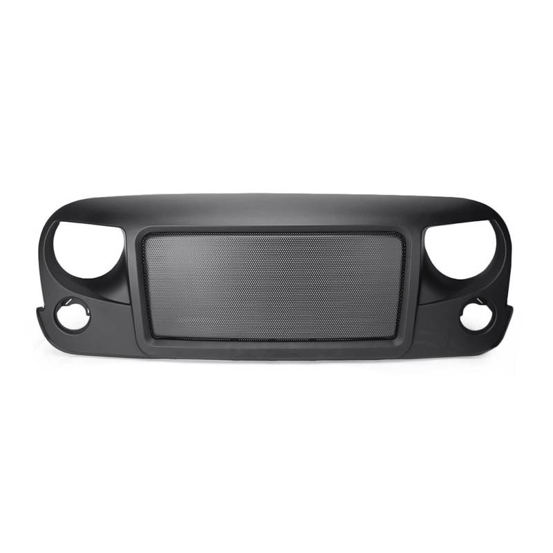 Auto-Kühlergrill, mattschwarzer Grill mit Einsatzsatz, kompatibel mit Jeep Wrangler JK 2007 2008 2009 2010 2011 2012 2013 2014 2015 2016 2017 2018 von DSPLJQRYX