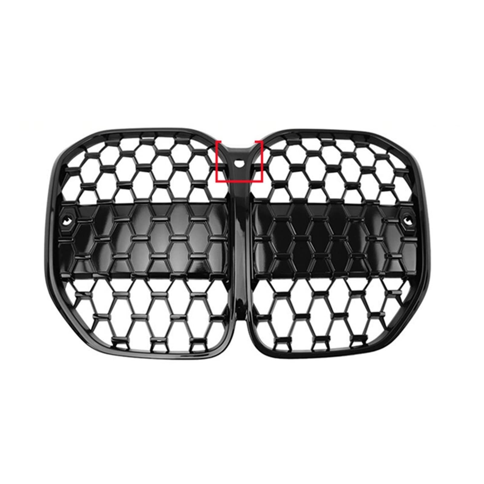 Auto-Stoßstangen-Frontgrill, kompatibel mit BMW 4er G22 430I G82 M4 2021+, ABS, glänzend, komplett schwarz, Diamant-Stil, Mesh-Nieren-Rennsport(with Hole) von DSPLJQRYX
