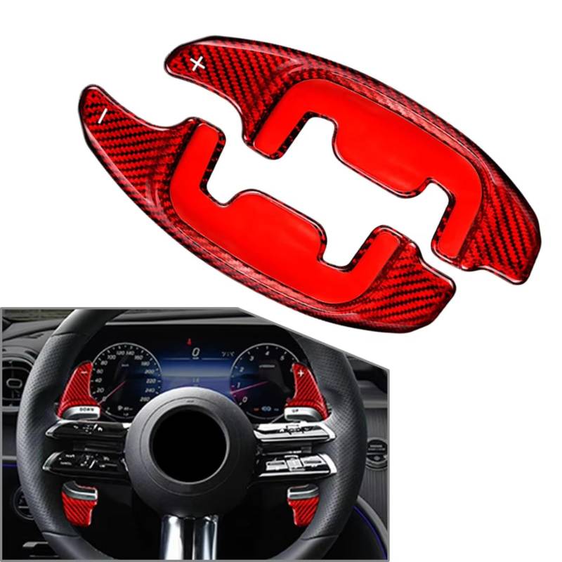 DSPOLIMV Kompatibel Mit Benz Für CLS53 E53 E63 GT50 GT53 SL55 2021 2022 2023 Auto-Lenkrad-Controller-Paddel-Verlängerungsschalthebel Auto-Universal-Picks Lenkrad Schaltpaddel(Red) von DSPOLIMV