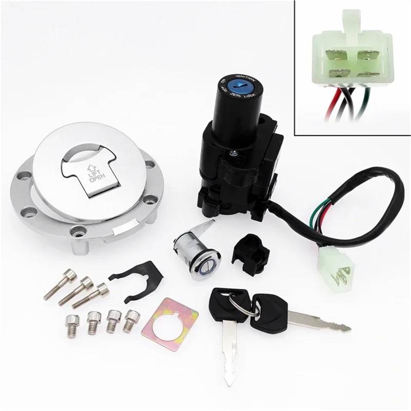 DSPOLIMV Kompatibel Mit CB900F 2002 2003 2004 2005 2006 2007 Motorrad-Zündschalter Helm Lenkschloss Schlüsselkappen-Set Motorradzubehör Moto Bike-Zündschloss von DSPOLIMV
