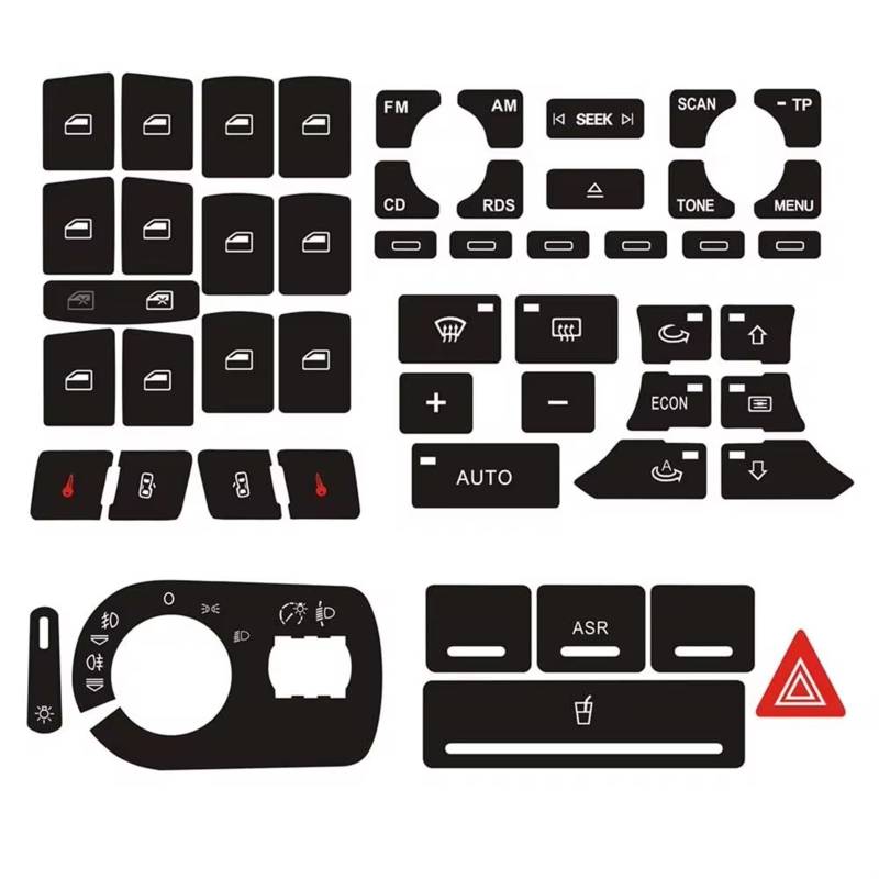 DSPOLIMV Kompatibel Mit Für A3 8P 2004 2005 2006 2007 2008 Auto Für Radio Clima ESP Scheinwerfer Tasten Reparatur Aufkleber Aufkleber Abgenutzter Knopfschalter Auto Knopf Aufkleber von DSPOLIMV