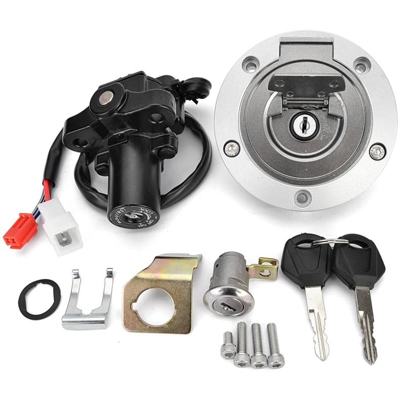 DSPOLIMV Kompatibel Mit YZF Für R6 2006 2007 2008 2009 2002 2012 2012 2013 2014 2015 2016 Motorrad Zündschalter Lock Cap Cap Key Set Cover Zubehör Moto Bike-Zündschloss von DSPOLIMV
