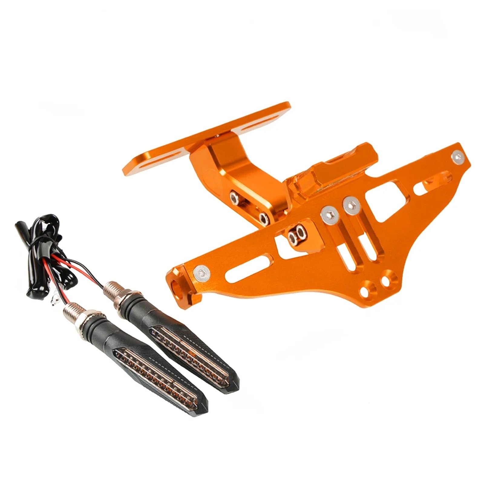 DSWILNV Kennzeichenhalter Motorrad Kompatibel Mit Ninja Für 125 Für EX250R Für Z125 Für 1000 Für S Für 650cc Für Z300 Motorrad-Kennzeichenhalterhalterung Für Nummernschild(Orange) von DSWILNV