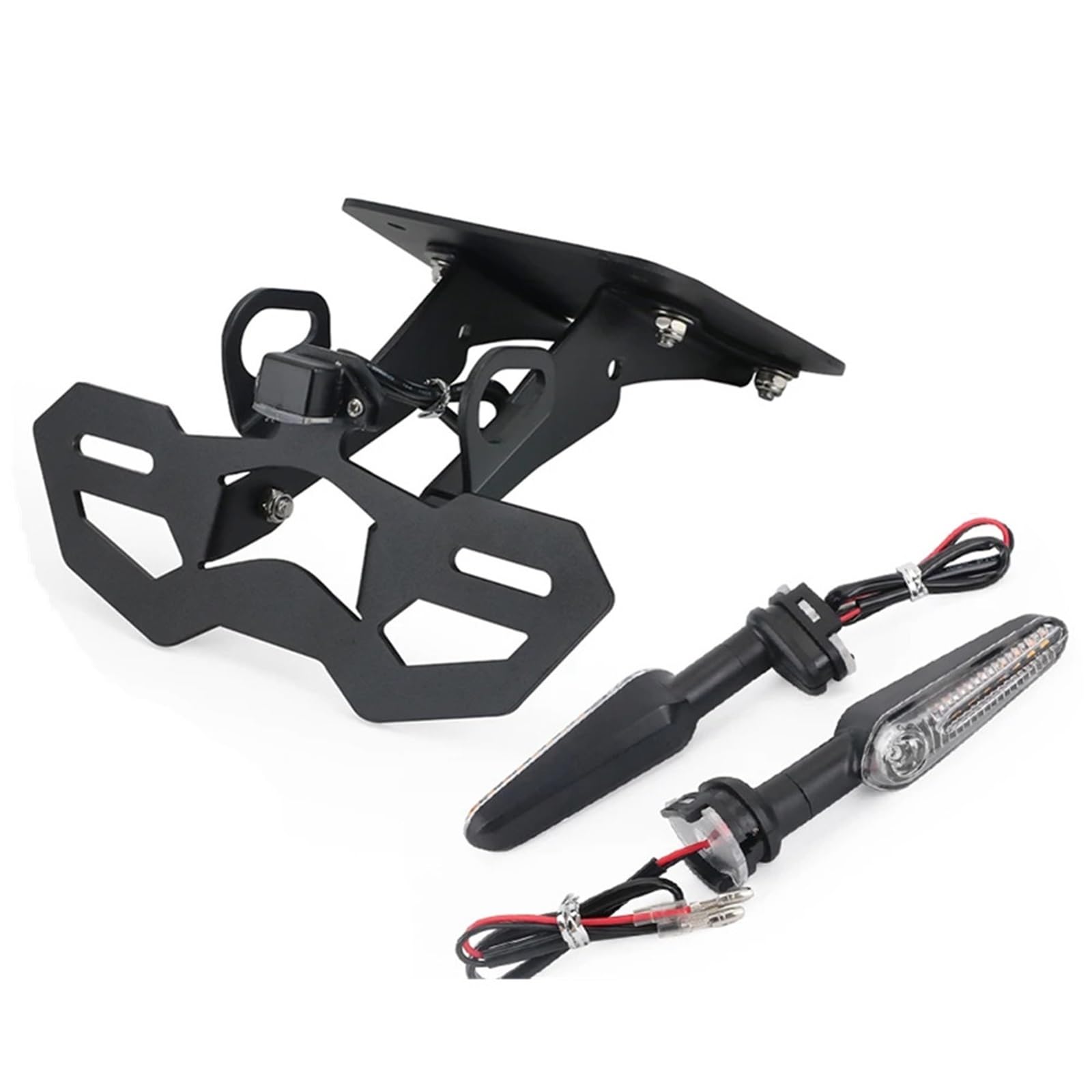 DSWILNV Kennzeichenhalter Motorrad Kompatibel Mit YZF-R25 Für YZF-R3 2015-2024 Für MT-25 Für MT-03 2016-2024 Kennzeichenhalterung Mit Fließendem Blinker-Heckkotflügel-Kit(Light and Bracket) von DSWILNV