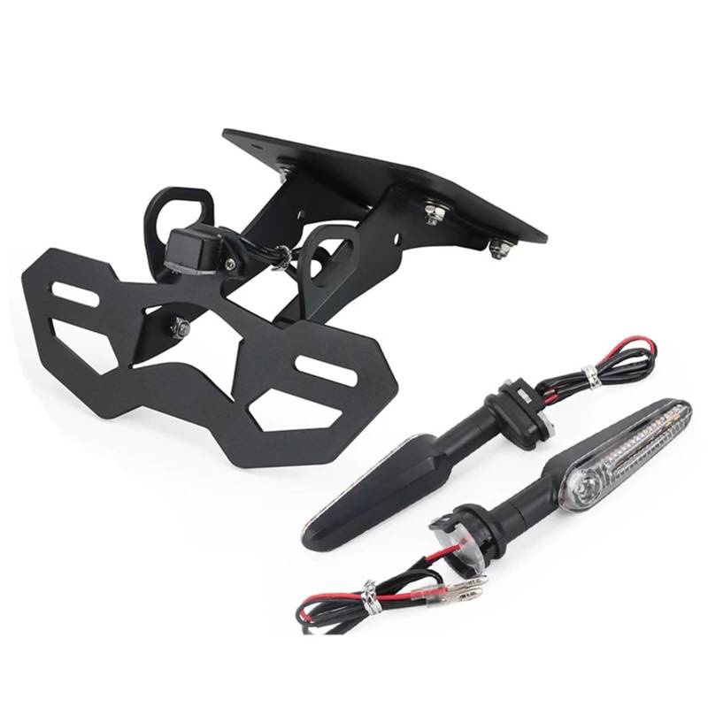 DSWILNV Kennzeichenhalter Motorrad Kompatibel Mit YZF-R25 Für YZF-R3 2015-2024 Für MT-25 Für MT-03 2016-2024 Kennzeichenhalterung Mit Fließendem Blinker-Heckkotflügel-Kit(Light and Bracket) von DSWILNV