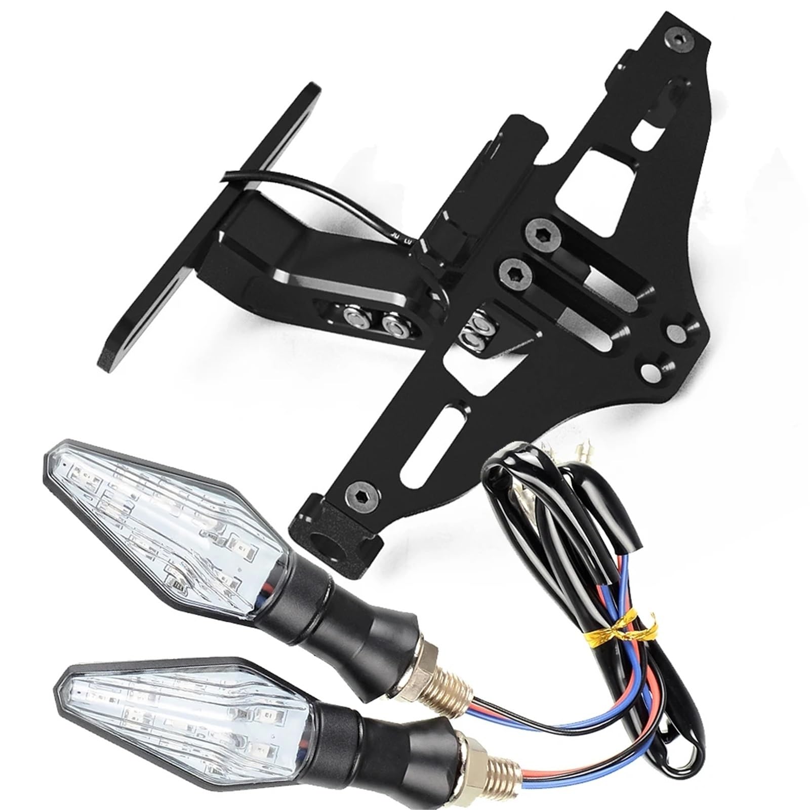 DSWILNV Kennzeichenhalter Motorrad Kompatibel Mit Z250 Für Z250SL Für Z300 Für Z750 Für Z800 Für Z1000 Motorrad-Kennzeichenhalterung Hinten Mit Licht(Black) von DSWILNV