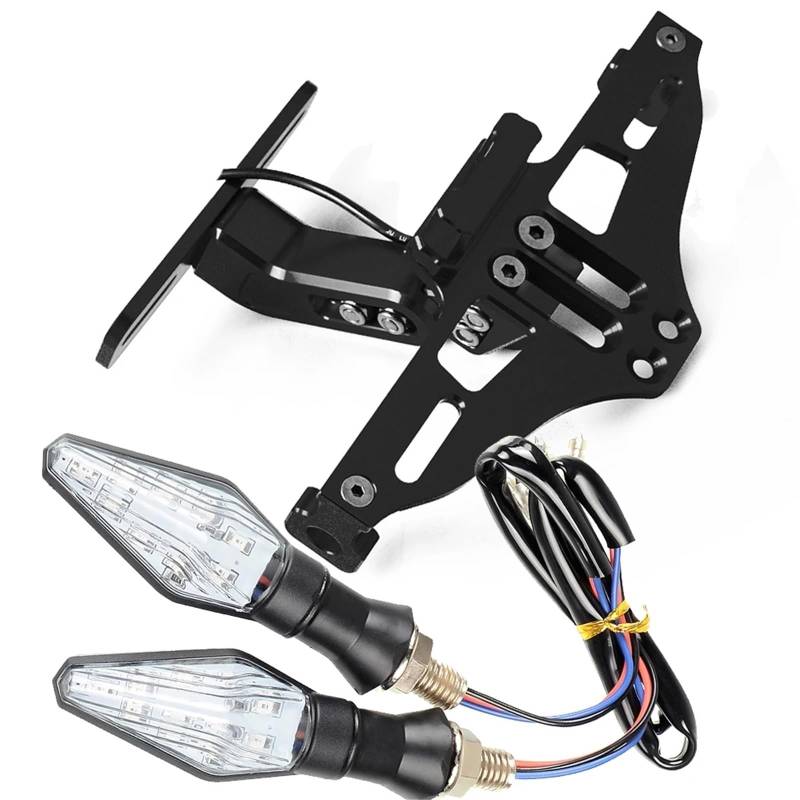 DSWILNV Kennzeichenhalter Motorrad Kompatibel Mit Z250 Für Z250SL Für Z300 Für Z750 Für Z800 Für Z1000 Motorrad-Kennzeichenhalterung Hinten Mit Licht(Black) von DSWILNV