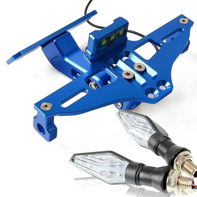 DSWILNV Kennzeichenhalter Motorrad Kompatibel Mit Z250 Für Z250SL Für Z300 Für Z750 Für Z800 Für Z1000 Motorrad-Kennzeichenhalterung Hinten Mit Licht(Blue) von DSWILNV
