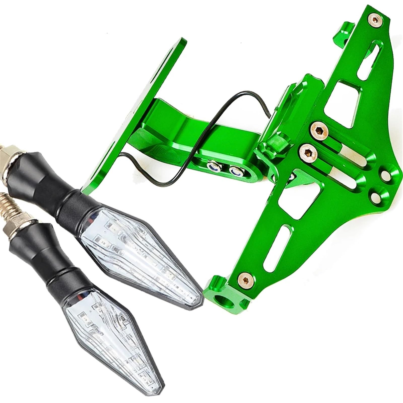 DSWILNV Kennzeichenhalter Motorrad Kompatibel Mit Z250 Für Z250SL Für Z300 Für Z750 Für Z800 Für Z1000 Motorrad-Kennzeichenhalterung Hinten Mit Licht(Green) von DSWILNV