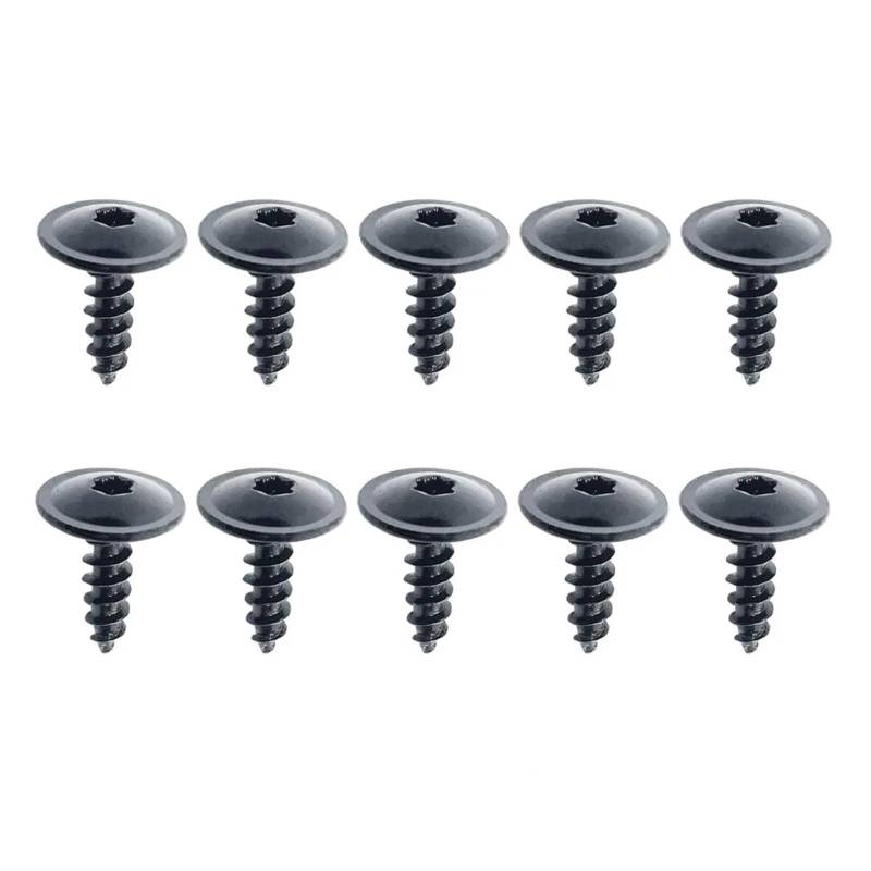 DSWILNV Motorrad Schrauben 10 Stück General Parts Schwarze Selbstschneidende Innensechsrundschrauben M4.8 Mit Großem Kopf Für Auto-Motorrad-Stoßfänger-Kotflügel-Motorschutz(10pcs) von DSWILNV