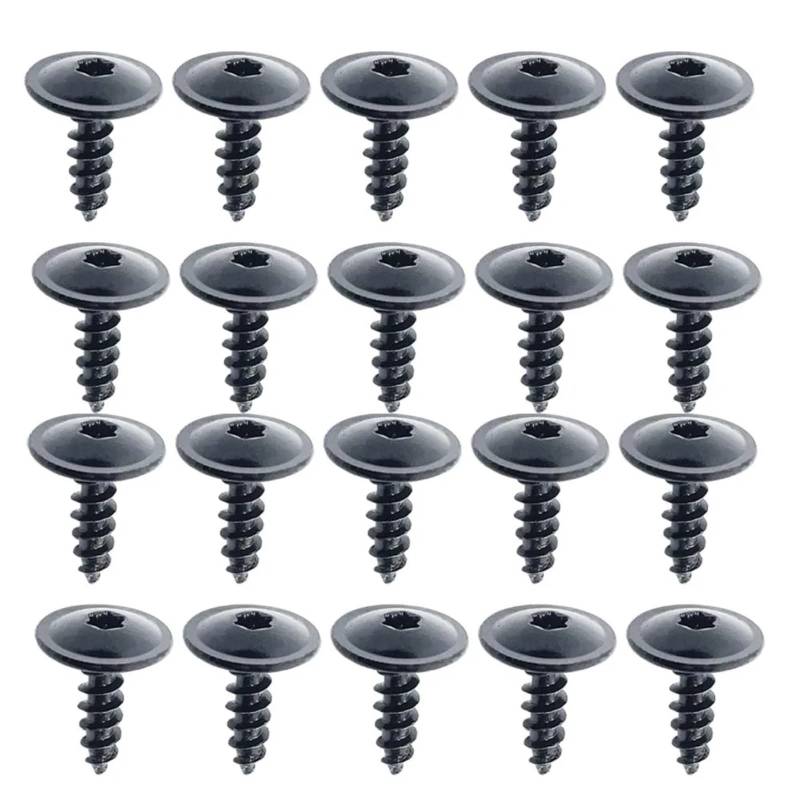 DSWILNV Motorrad Schrauben 10 Stück General Parts Schwarze Selbstschneidende Innensechsrundschrauben M4.8 Mit Großem Kopf Für Auto-Motorrad-Stoßfänger-Kotflügel-Motorschutz(20pcs) von DSWILNV