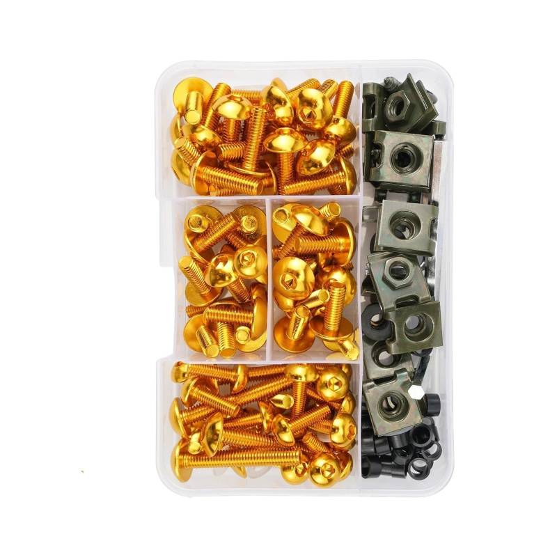 DSWILNV Motorrad Schrauben Für CBR900RR 1992-2000 2004 Für CBR929RE 2001 Für CBR929RR 2000 2001Mutter Und Für Bolzen Kit Motorrad Körper Schraube Mutter Verkleidung Für Bolzen Kit 177 Stücke(Yellow) von DSWILNV