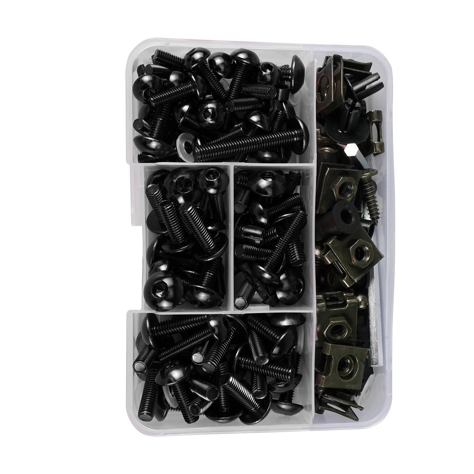 DSWILNV Motorrad Schrauben Für CBR954RR 2002 2003 Für NC700S 2013 Für NC700X 2012-2014 Motorrad Batterie Terminal Schrauben Körper Schraube Mutter Verkleidung Für Bolzen Kit 177 Stücke(Black) von DSWILNV