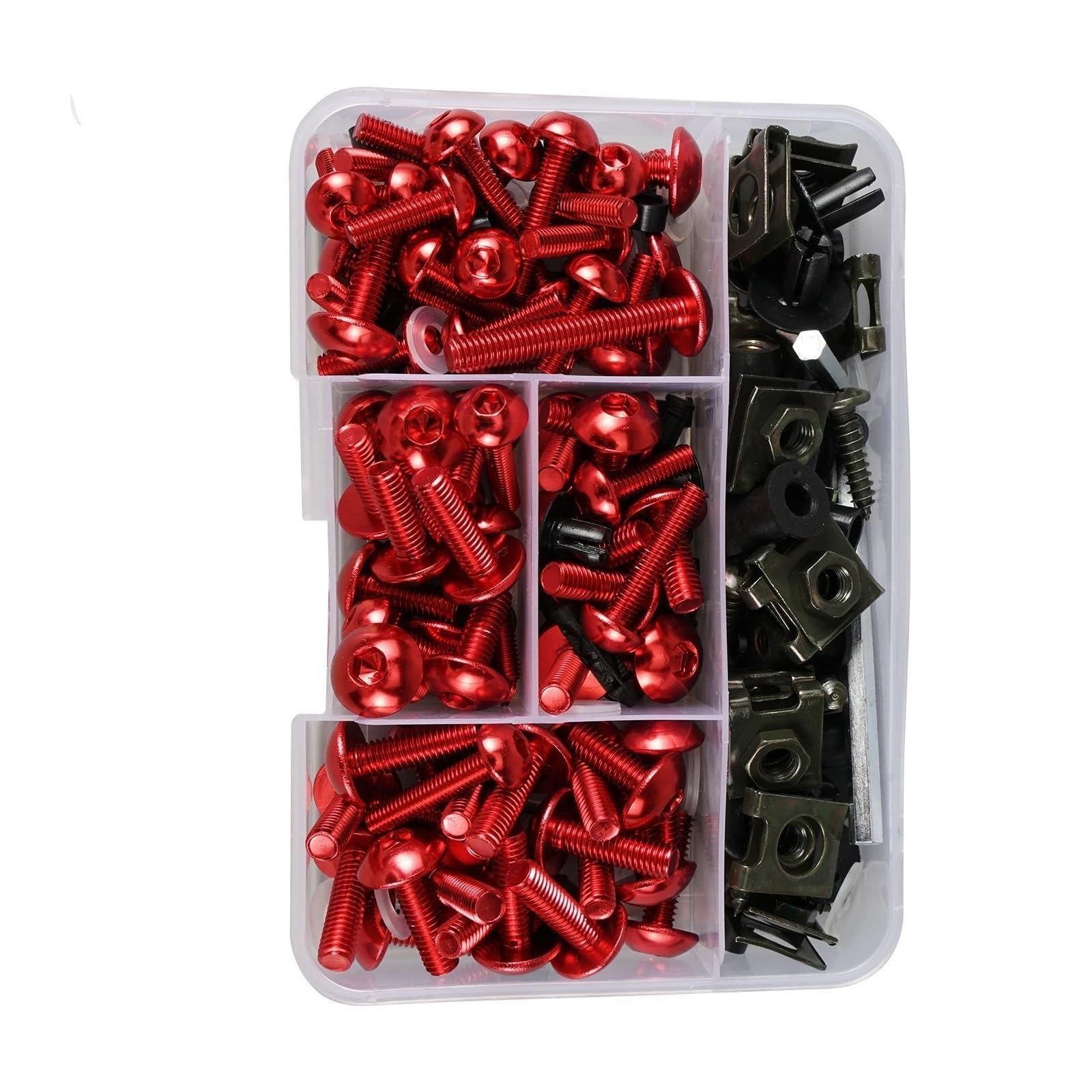DSWILNV Motorrad Schrauben Für CBR954RR 2002 2003 Für NC700S 2013 Für NC700X 2012-2014 Motorrad Batterie Terminal Schrauben Körper Schraube Mutter Verkleidung Für Bolzen Kit 177 Stücke(Red) von DSWILNV