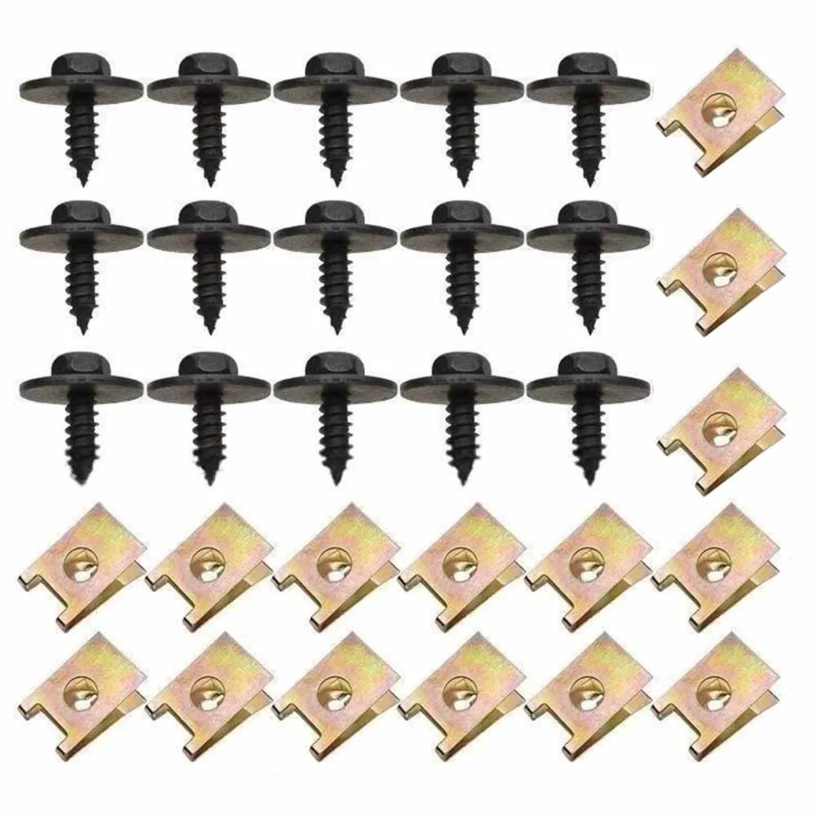 DSWILNV Motorrad Schrauben Für E90 E91 E92 Motorrad Verkleidung Schrauben Auto Chassis Fender Bumper Körper Unterboden Für Kreuz Unterlegscheiben U Clips(15 Sets) von DSWILNV