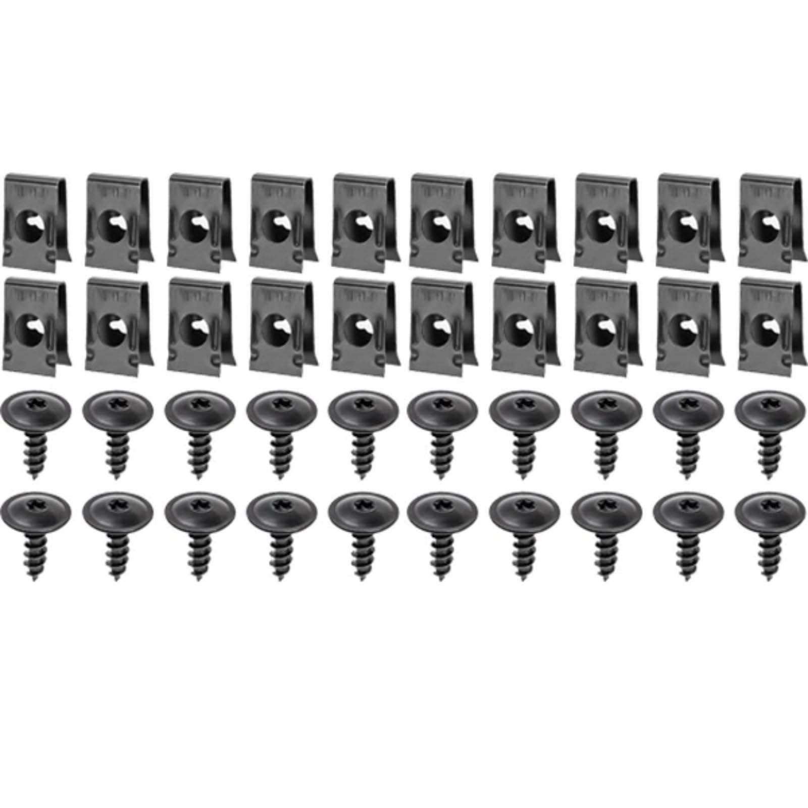 DSWILNV Motorrad Schrauben General Parts Auto Motorräder Metallschraube Gewindeschneidverschluss Clip Auto U-Typ Clip Mit Schraube Anti-Rost-Schutz Clip Schraube Schnalle Eisenblech(Black 40x) von DSWILNV