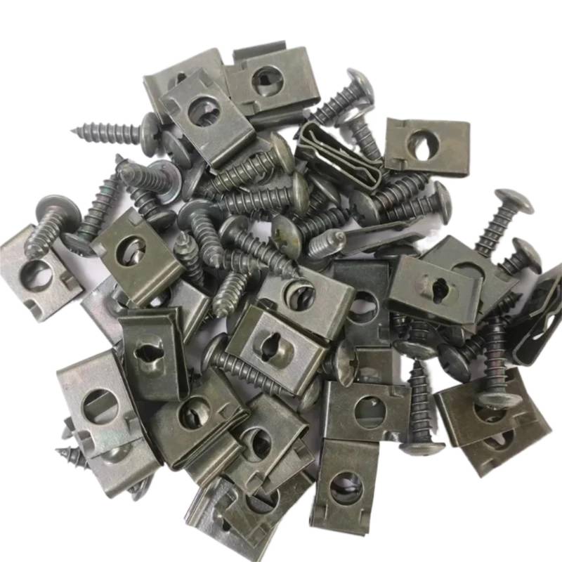 DSWILNV Motorrad Schrauben General Parts Befestigungsclip U-Typ-Metallschraubenclip-Werkzeuge Für Motorradmotor-Unterboden Für Spritzschutz-Stoßstangenschraube Autozubehör(100x) von DSWILNV