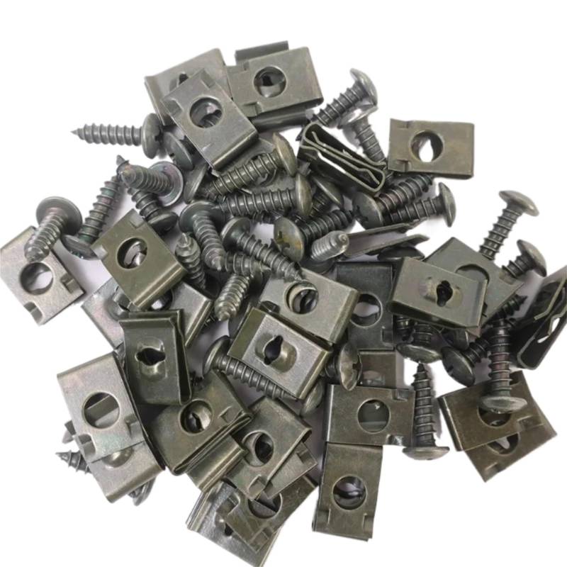DSWILNV Motorrad Schrauben General Parts Selbstschneidende Schraube Und U-förmiger Clip-Befestigungssatz Für Auto Motorrad Rostschutz Befestigungselemente, Clips Schrauben Schnalle Eisenbleche(20x) von DSWILNV
