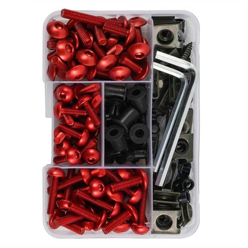 DSWILNV Motorrad Schrauben Kompatibel Mit Aprilia Für Rsv4 Für Factory Aprc Abs 2013–2015. Motorradschrauben Motorhauben, Motorrad-Karosserieschrauben, Verkleidungsschrauben-Set(Red) von DSWILNV