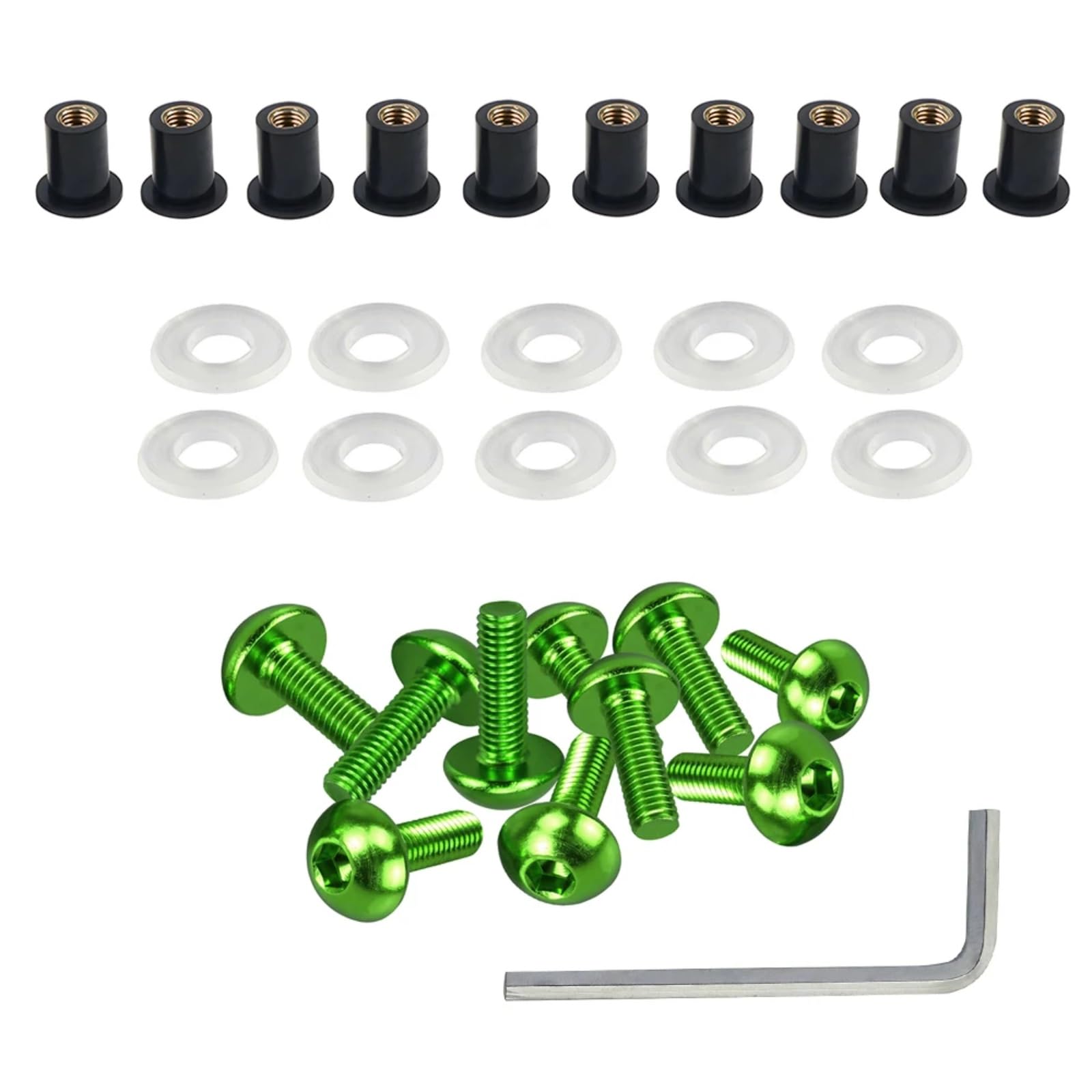 DSWILNV Motorrad Schrauben Kompatibel Mit Aprilia M5 Allgemeine Teile Motorrad-Batterieklemmenschrauben Für Bolzen Motorradverkleidungs-Motorhauben-Montageschrauben 5 Mm(Green) von DSWILNV