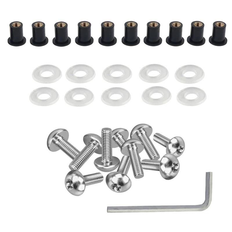 DSWILNV Motorrad Schrauben Kompatibel Mit Aprilia M5 Allgemeine Teile Motorrad-Batterieklemmenschrauben Für Bolzen Motorradverkleidungs-Motorhauben-Montageschrauben 5 Mm(Silver) von DSWILNV