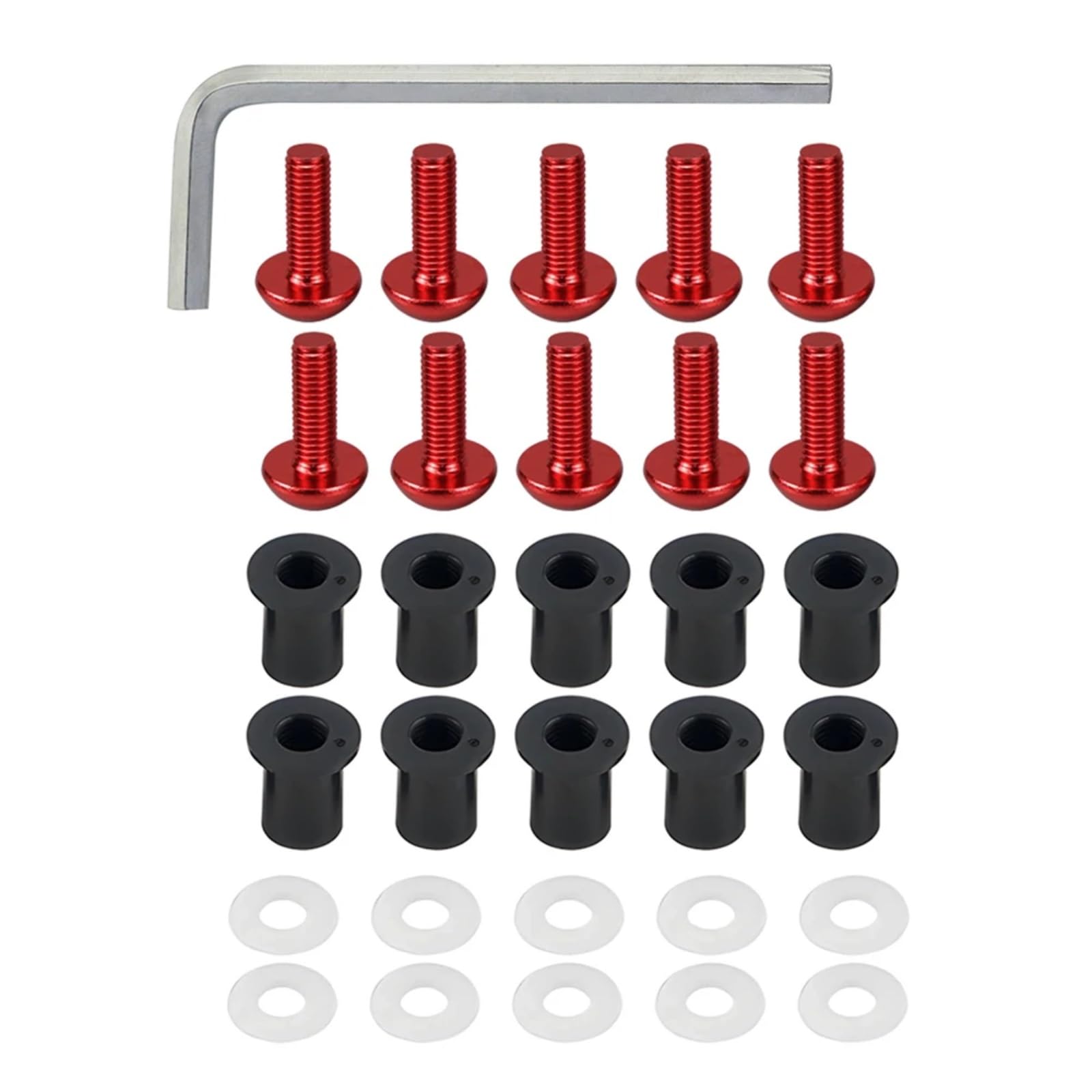 DSWILNV Motorrad Schrauben Kompatibel Mit Daytona M5 General Parts Motorrad-Batterie-Anschlussschrauben, Windschutzscheiben-Schrauben Schrauben Wellnuts Unterlegscheiben Befestigungssatz(Red) von DSWILNV