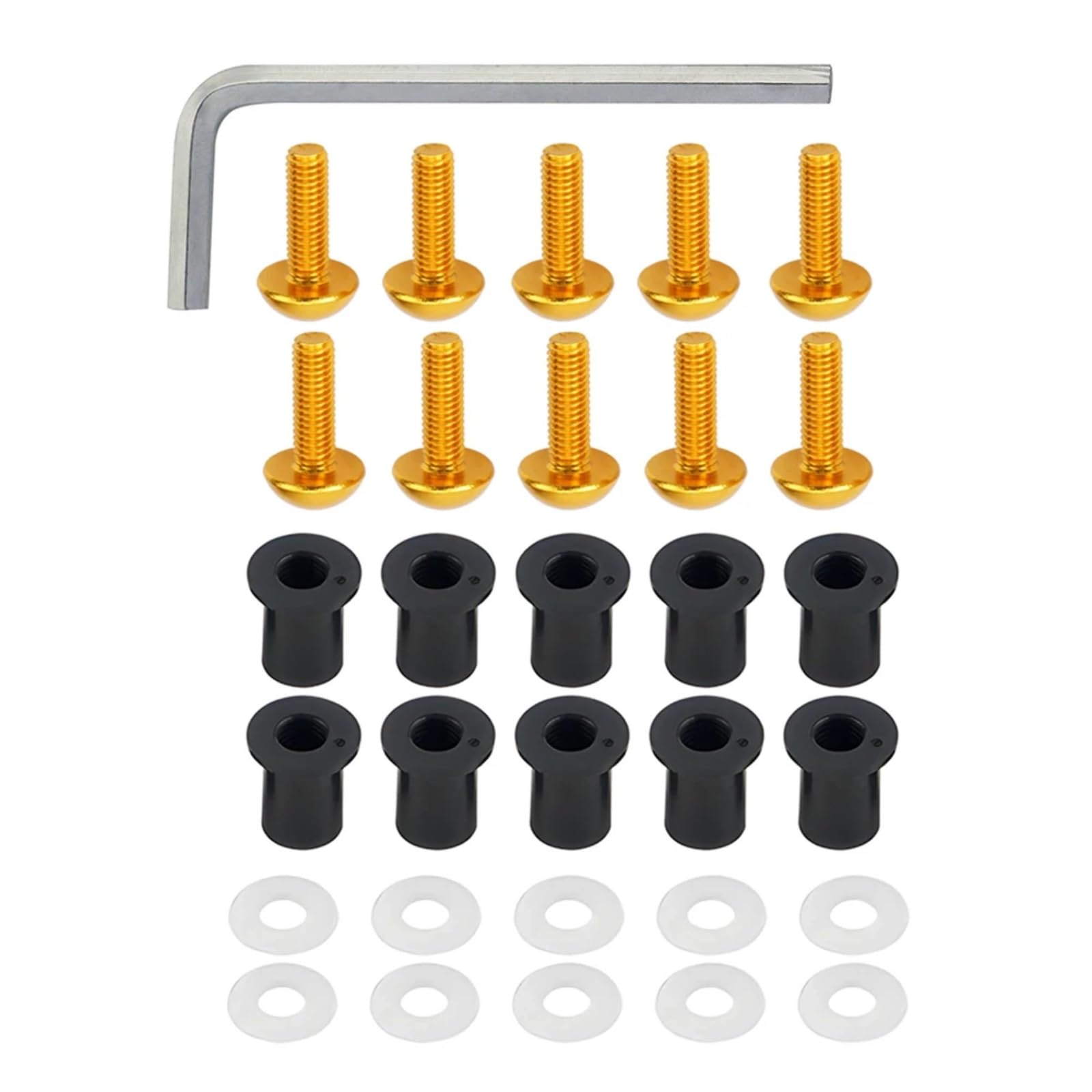 DSWILNV Motorrad Schrauben Kompatibel Mit Daytona M5 General Parts Motorrad-Batterie-Anschlussschrauben, Windschutzscheiben-Schrauben Schrauben Wellnuts Unterlegscheiben Befestigungssatz(Yellow) von DSWILNV