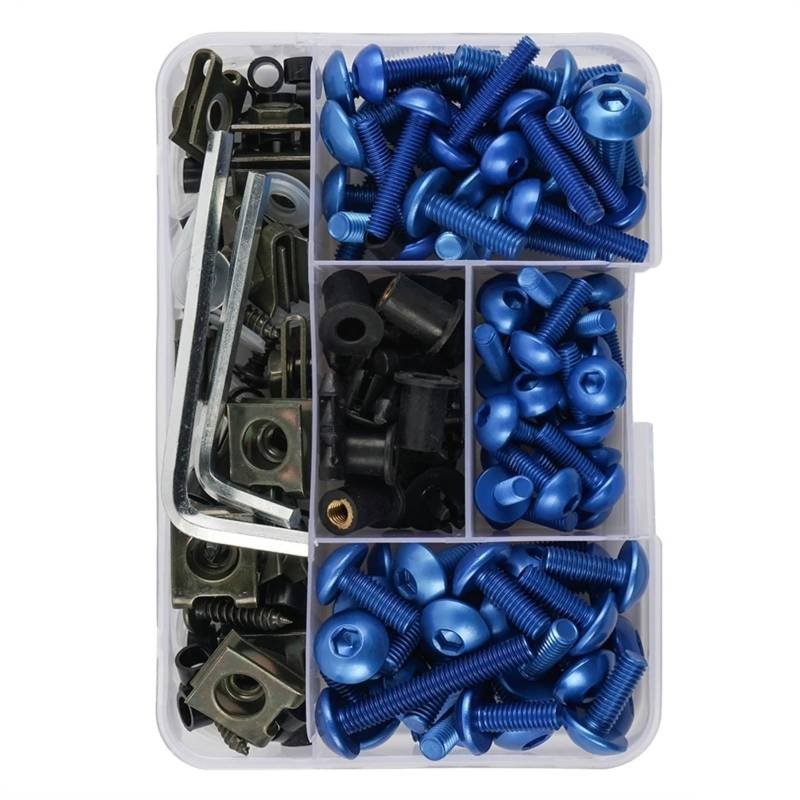DSWILNV Motorrad Schrauben Kompatibel Mit Ducati M5 M6 Allgemeine Teile Verkleidungsschrauben Schrauben Motorrad Karosserieschrauben Verkleidungsschrauben Kit 190 Stück 6 Mm 5 Mm(Blue) von DSWILNV