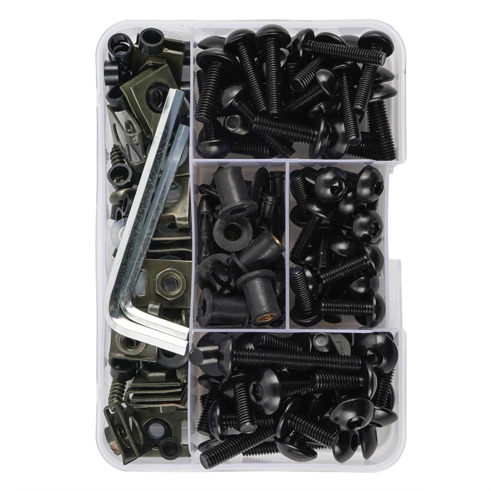 DSWILNV Motorrad Schrauben Kompatibel Mit M5 M6 Allgemeine Teile Motorrad Schrauben Schrauben Muttern Motorrad Karosserie Schrauben Verkleidungsschrauben Kit 190 Stück 6 Mm 5 Mm(Black) von DSWILNV