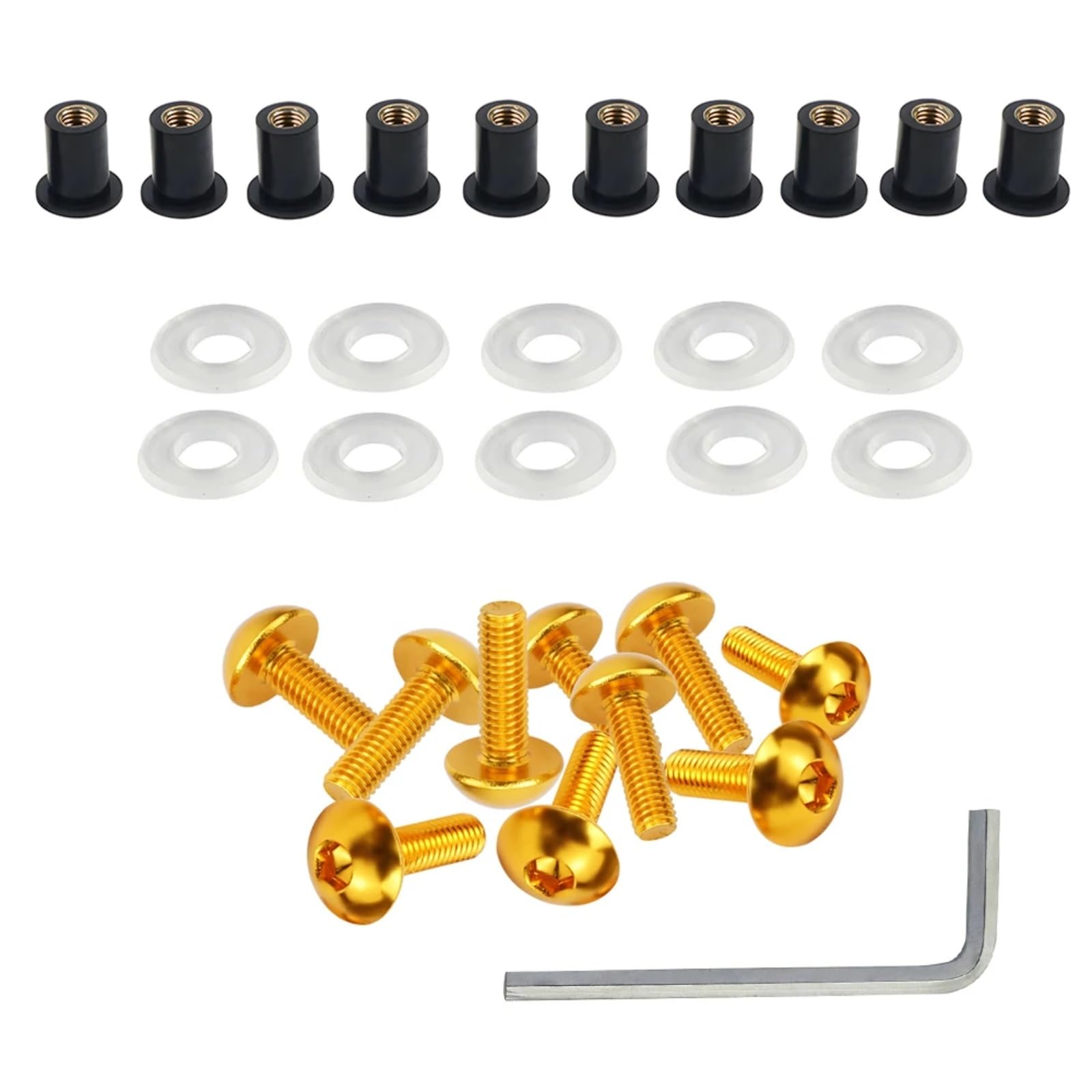 DSWILNV Motorrad Schrauben Kompatibel Mit Suzuki M5 Allgemeine Teile Motorrad-Batterieklemmenschrauben Für Bolzen Motorradverkleidungs-Motorhauben-Montageschrauben 5 Mm(Yellow) von DSWILNV
