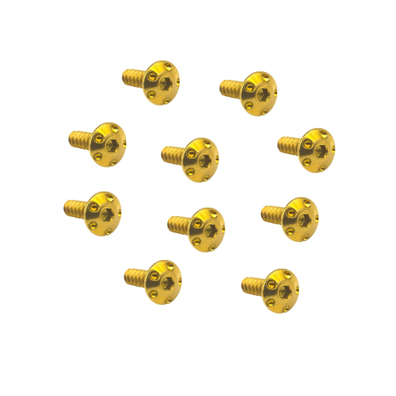 DSWILNV Motorrad Schrauben M5x15 10 Teil/los Allgemeine Teile Motorrad Selbstschneidende Schrauben Edelstahl Motorrad Vergoldung Motorrad Motor Fahrrad Schraube(Yellow) von DSWILNV