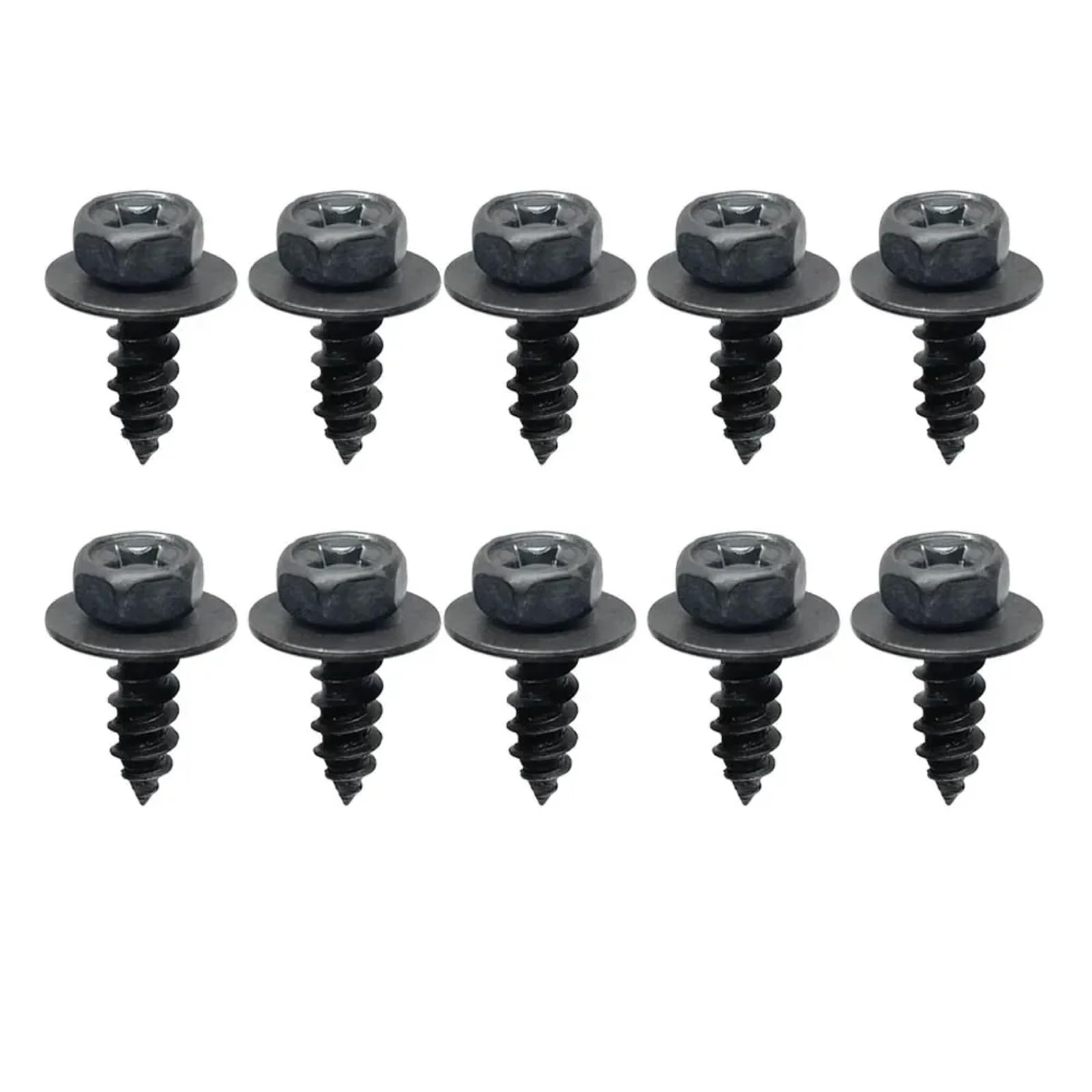 DSWILNV Motorrad Schrauben M6 6 Mm Allgemeine Teile Schwarze Selbstschneidende Schrauben Für Kreuzsechskantschrauben Mit Dichtung Für Auto-Motorrad-Stoßfänger-Kotflügel-Motorschutz(10pcs) von DSWILNV