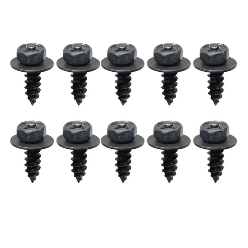 DSWILNV Motorrad Schrauben M6 6 Mm Allgemeine Teile Schwarze Selbstschneidende Schrauben Für Kreuzsechskantschrauben Mit Dichtung Für Auto-Motorrad-Stoßfänger-Kotflügel-Motorschutz(10pcs) von DSWILNV