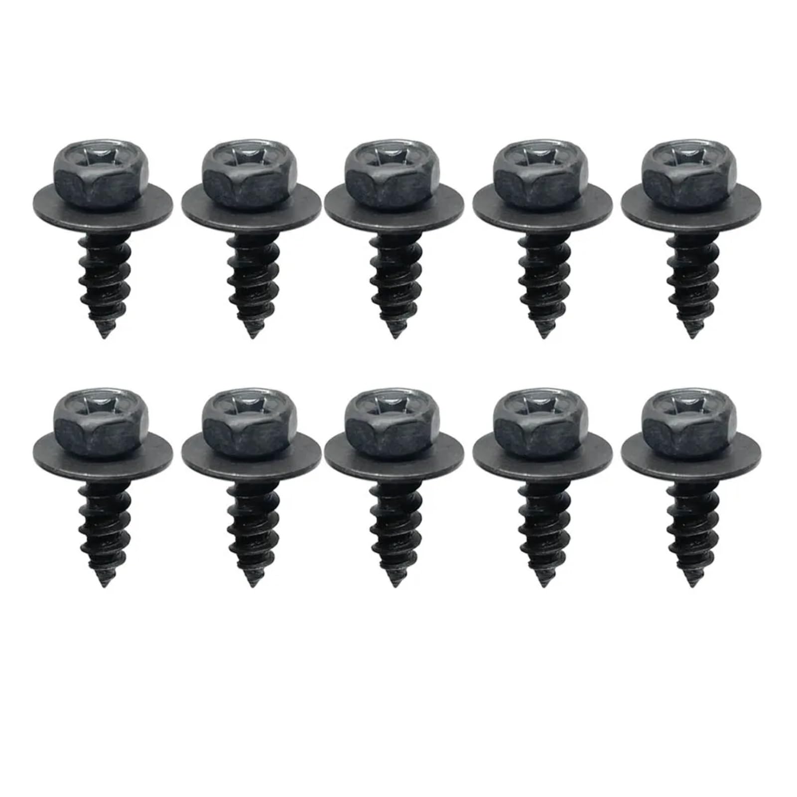 DSWILNV Motorrad Schrauben M6 6 Mm Allgemeine Teile Schwarze Selbstschneidende Schrauben Für Kreuzsechskantschrauben Mit Dichtung Für Auto-Motorrad-Stoßfänger-Kotflügel-Motorschutz(10pcs) von DSWILNV