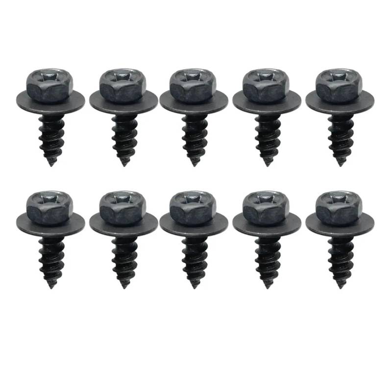 DSWILNV Motorrad Schrauben M6 6 Mm Allgemeine Teile Schwarze Selbstschneidende Schrauben Für Kreuzsechskantschrauben Mit Dichtung Für Auto-Motorrad-Stoßfänger-Kotflügel-Motorschutz(10pcs) von DSWILNV