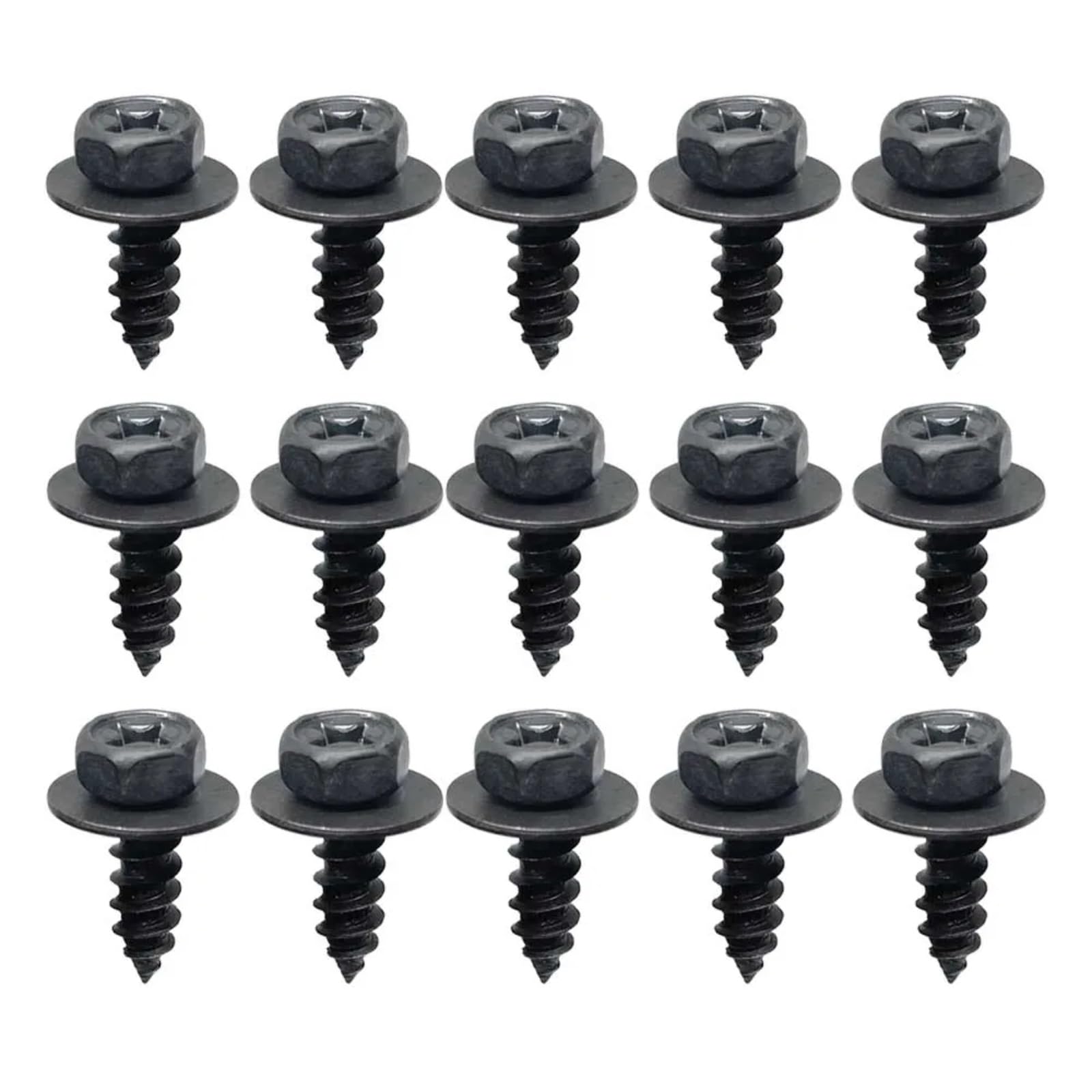 DSWILNV Motorrad Schrauben M6 6 Mm Allgemeine Teile Schwarze Selbstschneidende Schrauben Für Kreuzsechskantschrauben Mit Dichtung Für Auto-Motorrad-Stoßfänger-Kotflügel-Motorschutz(15pcs) von DSWILNV