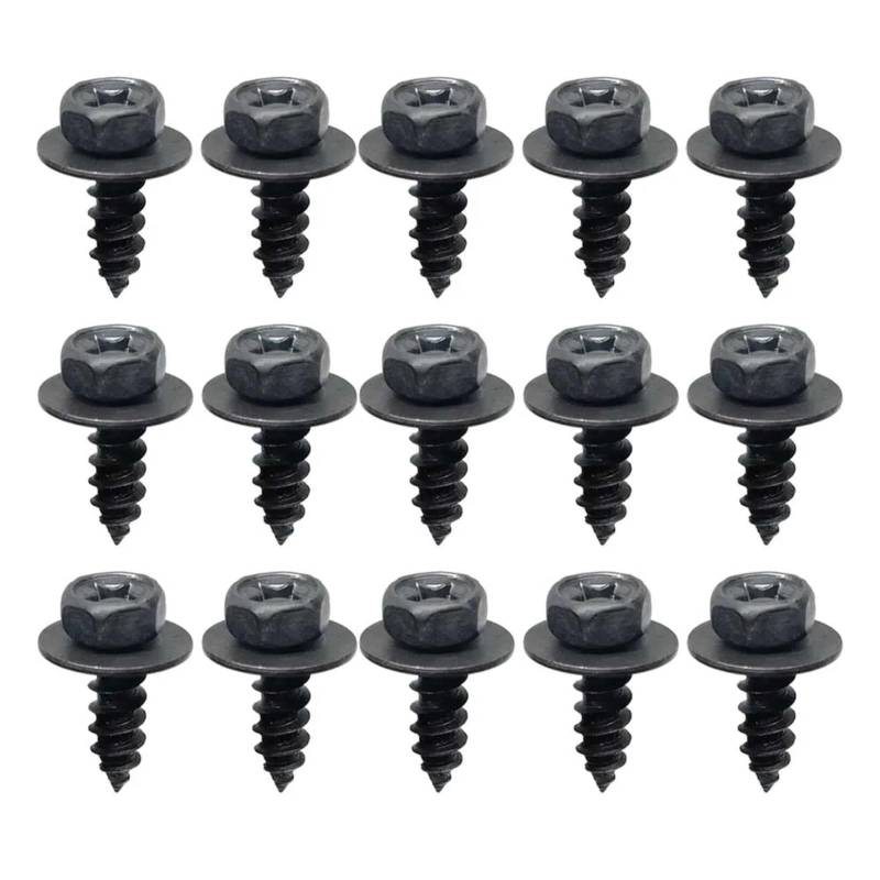 DSWILNV Motorrad Schrauben M6 6 Mm Allgemeine Teile Schwarze Selbstschneidende Schrauben Für Kreuzsechskantschrauben Mit Dichtung Für Auto-Motorrad-Stoßfänger-Kotflügel-Motorschutz(15pcs) von DSWILNV