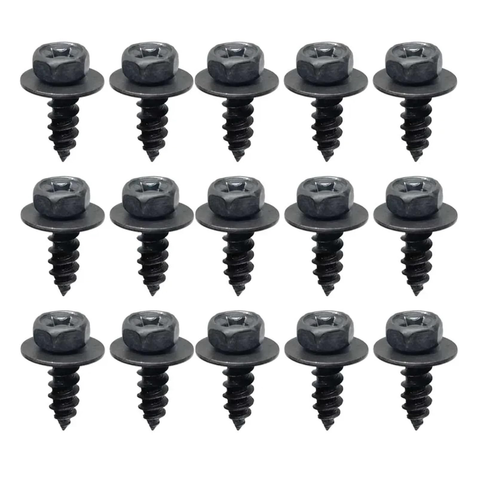 DSWILNV Motorrad Schrauben M6 6 Mm Allgemeine Teile Schwarze Selbstschneidende Schrauben Für Kreuzsechskantschrauben Mit Dichtung Für Auto-Motorrad-Stoßfänger-Kotflügel-Motorschutz(15pcs) von DSWILNV