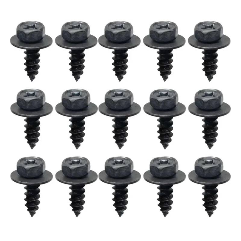 DSWILNV Motorrad Schrauben M6 6 Mm Allgemeine Teile Schwarze Selbstschneidende Schrauben Für Kreuzsechskantschrauben Mit Dichtung Für Auto-Motorrad-Stoßfänger-Kotflügel-Motorschutz(15pcs) von DSWILNV
