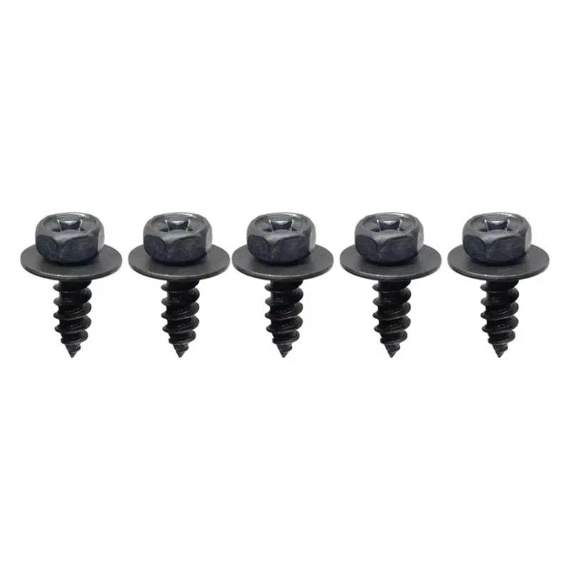 DSWILNV Motorrad Schrauben M6 6 Mm Allgemeine Teile Schwarze Selbstschneidende Schrauben Für Kreuzsechskantschrauben Mit Dichtung Für Auto-Motorrad-Stoßfänger-Kotflügel-Motorschutz(5pcs) von DSWILNV