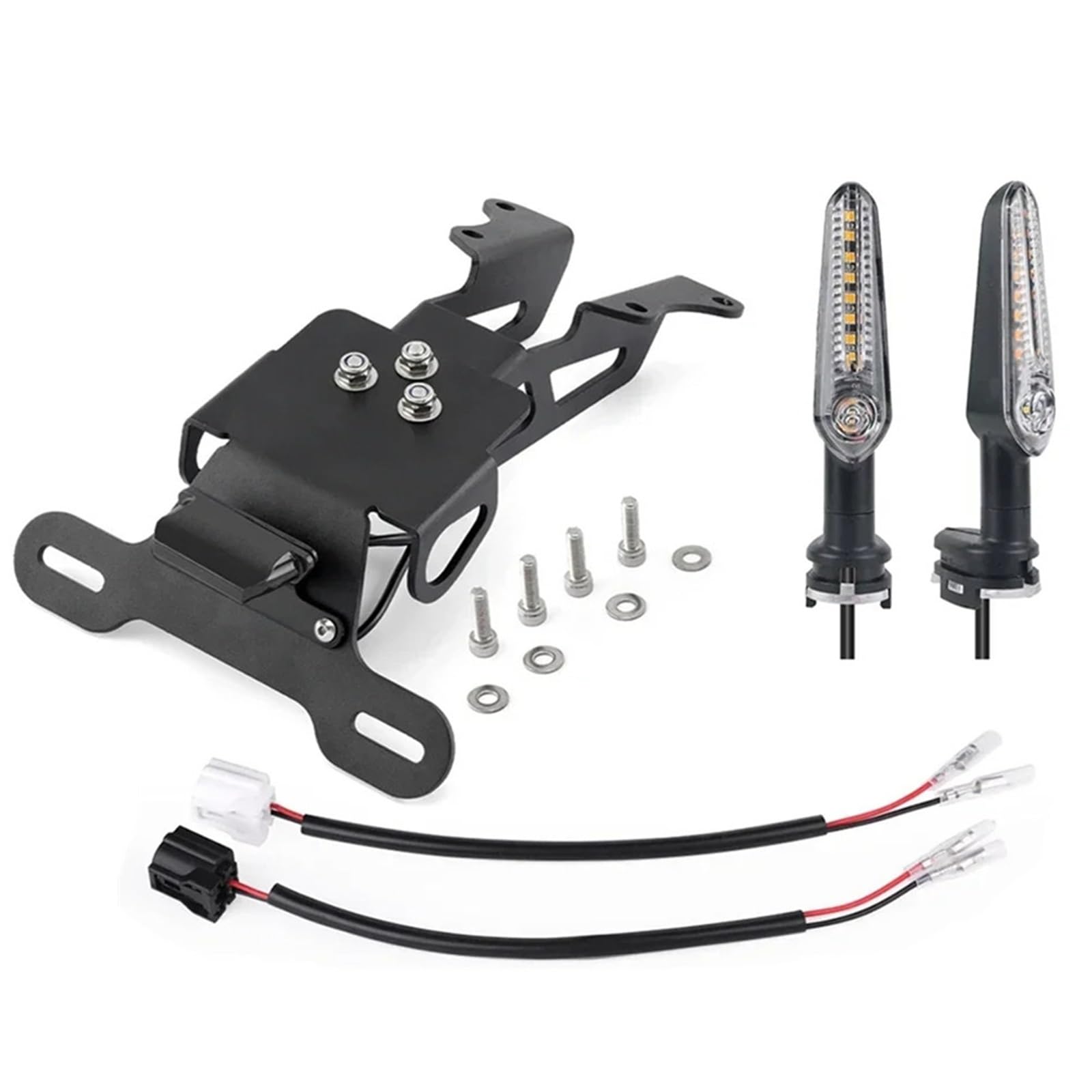 Kennzeichenhalter Motorrad Kompatibel Mit Tracer Für 9 Für GT 2021-2024 Motorrad Mit Schwanz Bremse Blinker Licht Ordentlicher Fender Für Eliminator Lizenz Platte Halterung(C.Light Holder Black) von DSWILNV