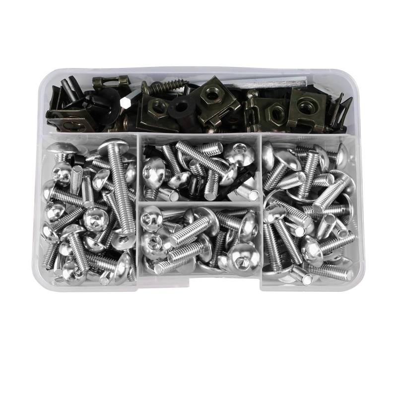 Motorrad Schrauben Für CBR600F4 1999 2000 Für CBR600F4i 2001-2006 Für CBR600RR 2003-2014 Motorrad-Verkleidungsschrauben Motorrad-Karosserie-Schraubenmutter-Verkleidungs-Für Bolzen-Kit 177-tlg(Silver) von DSWILNV
