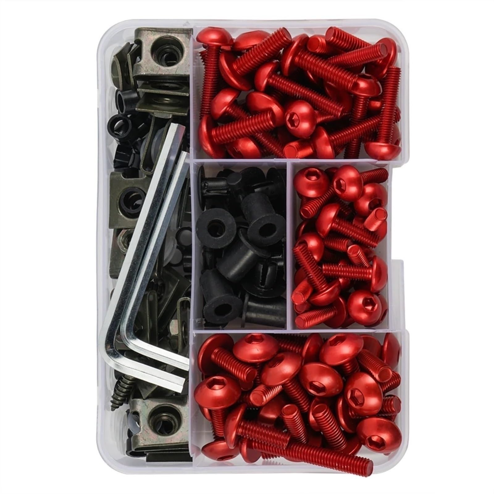 Motorrad Schrauben Kompatibel Mit Suzuki M5 M6 Allgemeine Teile Motorradschrauben Schrauben Muttern Automobilteile Motorrad-Karosserieschrauben Verkleidungsschrauben-Kit 190 Stück 6 Mm 5 Mm(Red) von DSWILNV