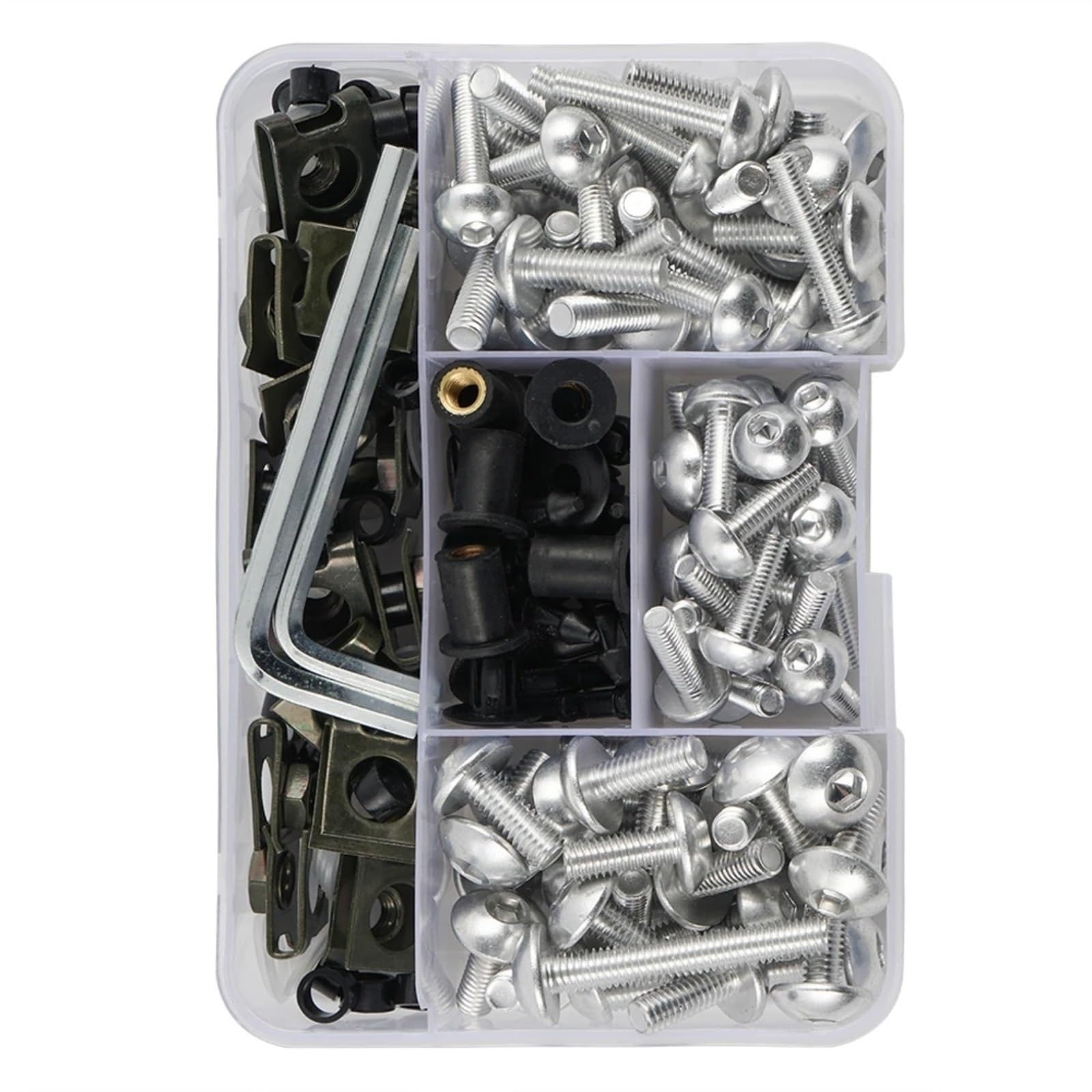 Motorrad Schrauben Kompatibel Mit Suzuki M5 M6 Allgemeine Teile Motorradschrauben Schrauben Muttern Automobilteile Motorrad-Karosserieschrauben Verkleidungsschrauben-Kit 190 Stück 6 Mm 5 Mm(Silver) von DSWILNV