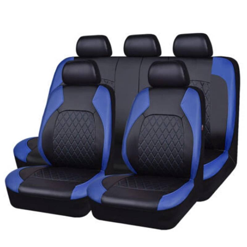 DTGTEX 9 Stück Maßgeschneidertes Auto PU Leder Sitzbezüge Sets für Ford Ecosport 2018-2023,Airbag kompatibel wasserdicht komplett vorne und hinten Schonbezüge,Auto zubehör,A-Blue von DTGTEX